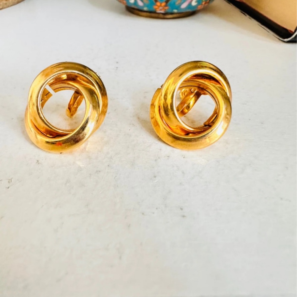 Lustrous Gold-Tone Circular Earrings